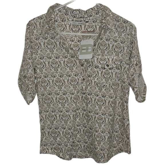 EMILY DANIELS BLOUSE - TAN PATTERNED - Picture 1 of 4